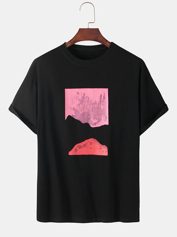 Graphic Print Solid Color T-Shirts