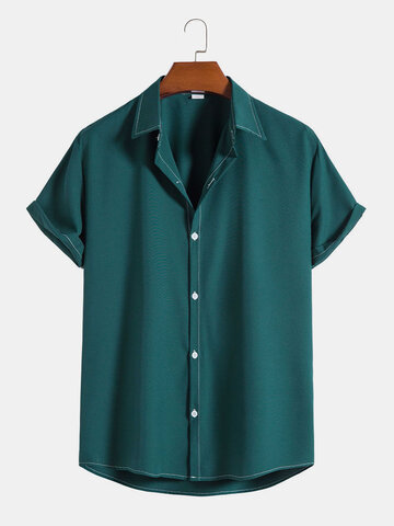 Pure Color Button Up Shirts