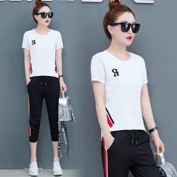 

Short-sleeved Cropped Trousers Suit Female Season New Loose Fashion Casual Sportswear Two-piece