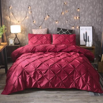 3-teiliges einfarbiges Luxus-Bettwäsche-Set aus Polyester