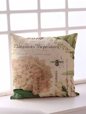 Retro Style Flower Linen Cushion Cover