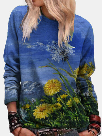 Sweatshirt mit Landschaftskalikodruck