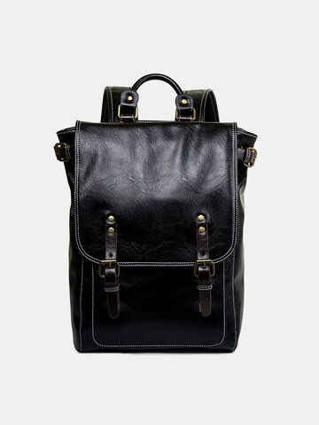 Vintage Large Capacity Faux Leather Backpack