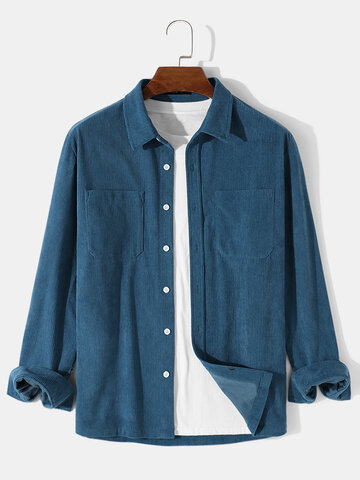 Corduroy Double Pocket Solid Shirts