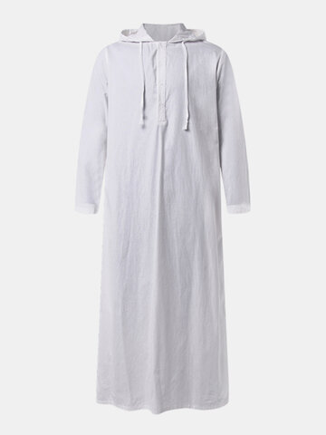 Camiseta de algodón liso con capucha Túnica