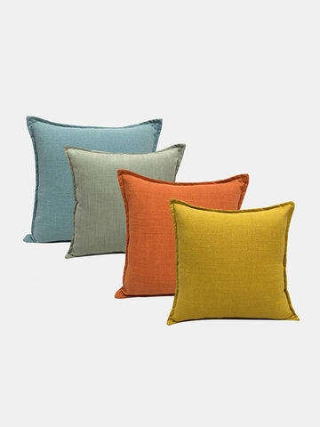 Taie d'oreiller de canapé de couleur unie Polyester lin coussin de voiture créatif oreiller de salon