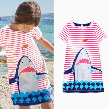 

Shark Girls Striped Dress For 1Y-7Y