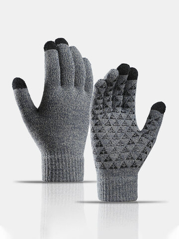Unisex Knitted Plus Velvet Full-finger Gloves