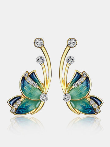 Luxury Butterfly Crystal Gold Earrings