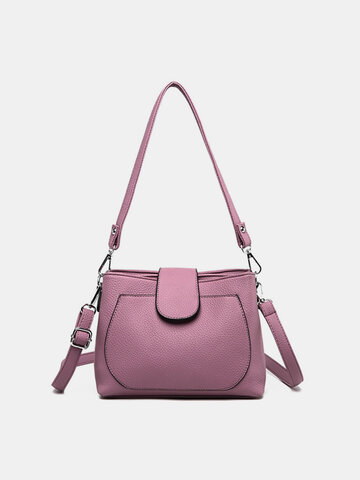 Women Solid Double Layer Leisure Crossbody Bag