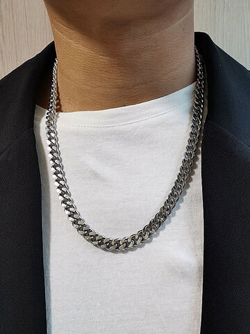 Geometric Cuban Chain Necklace