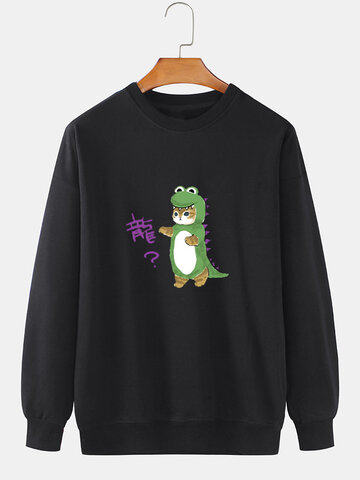 Cartoon Dinosaur Cat Sweatshirts