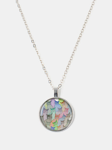 Round Glass Cat Necklace