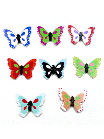 100 Pcs Butterfly Shaped Cartoon Wooden Sewing Buttons