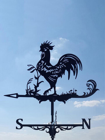 Garden Farm Iron Rooster Dragon Dog Horse Home Weathercock Weather Vane Wind Direction Indicator Yard Measuring Tools