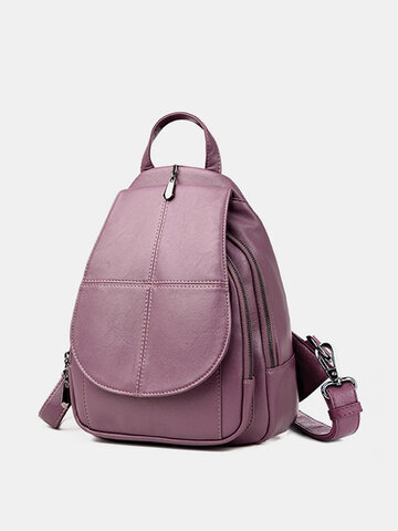 Women PU Leather Backpack Dual-use Retro Shoulder Bag
