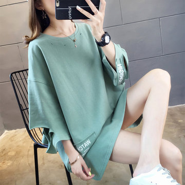 

New Candy Color Harajuku T-shirt Female Bf Wild Ins In The Long Section Short-sleeved Women's Cotton Shirt Loose Large Size Compassionate