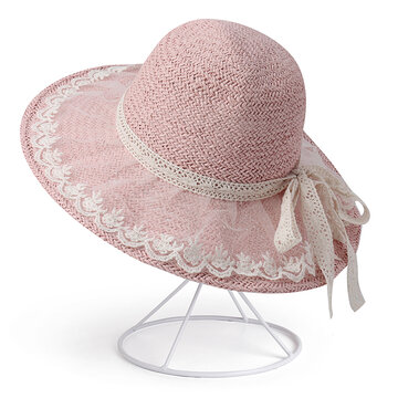 Foldable Bow Sunscreen Bucket Straw Hat