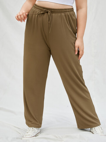 Casual Solid Color Knotted Pants