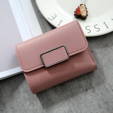 Women Stylish PU Leather Multi-slots Short Wallet 