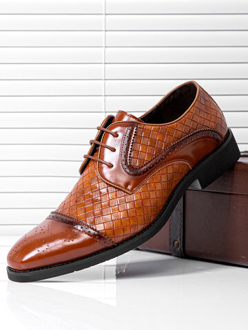 Men Vintage Brogue Derby Shoes