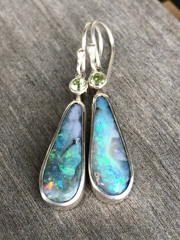 Drop-Shape Opal Earrings