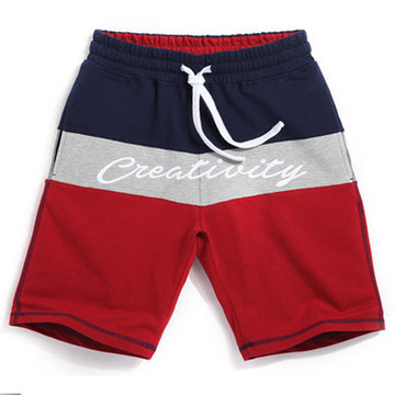 

Mens Summer Elastic Waist Drawstring Hit Color Thin Casual Beach Shorts Sport Shorts, Red blue