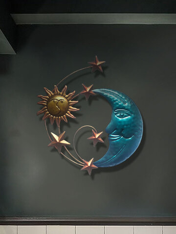 1 PC Iron Sun Moon Face Wall Art Decoration Creative Hanging Ornaments Home Decoration Modern Simplicity Wall Art Decor