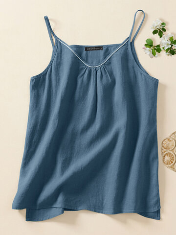 Solid Pleated Side Split Cami