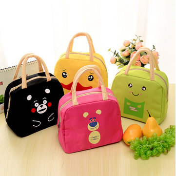 

SaicleHome Waterproof Lunch Tote Bag Folding Picnic Cooler Insulated Handbag Kid Storage Containers, Rose red yellow green black