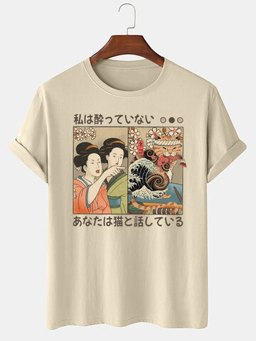 日本の人物猫浮世絵Tシャツ