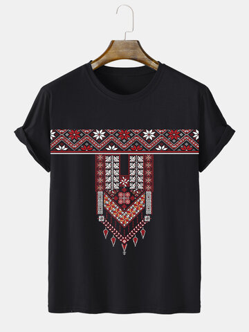 T-shirts géométriques floraux ethniques