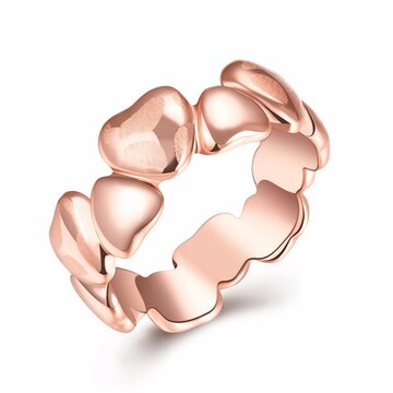 خاتم فاخر بسيط من الذهب الوردي من قلب إلى قلب هدية للنساء