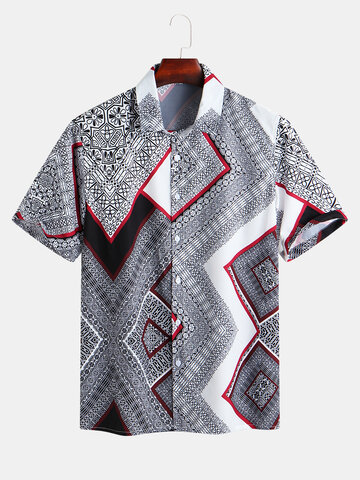 Abstract Geometric Printed Casual Shirt