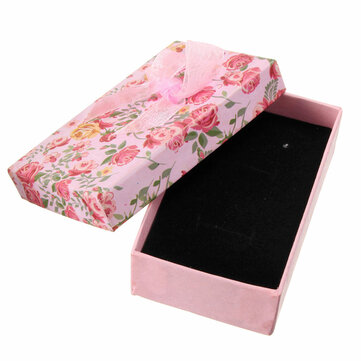 Caja de regalo de papel de joyería de bowknot de flores