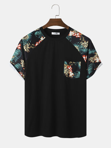 Tropical Print Raglan Sleeve T-Shirts