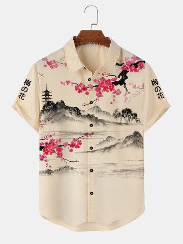 Japanese Plum Bossom Landscape Shirts