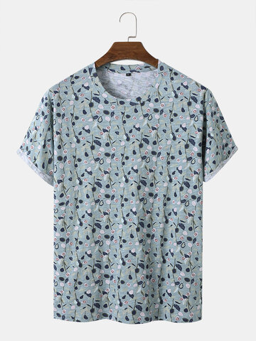 Cotton Floral Print Casual T-Shirt