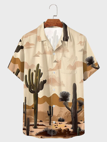 Chemises à imprimé paysage désertique et cactus