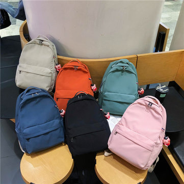 Season New Fashion Casual Nylon Solid Color Student Backpack Outdoor Bag With Pendant