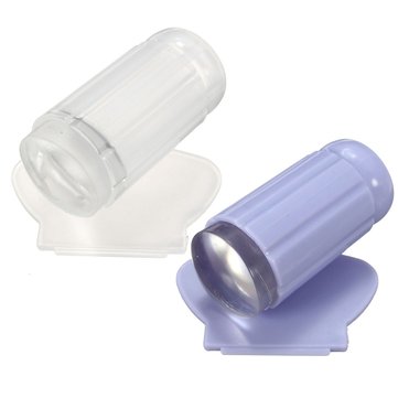 

Clear Silicone Nail Art Polish Stamper Stamping Printer Plate Scraper Set, Pink purple clear
