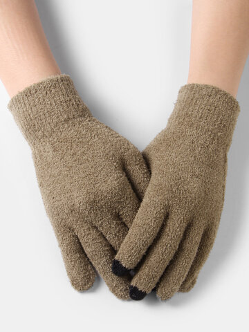 Unisex Solid Double-faced Velvet Gloves