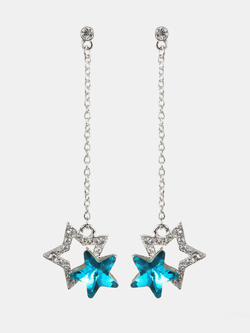 Simpatici orecchini pendenti con stelle di cristallo