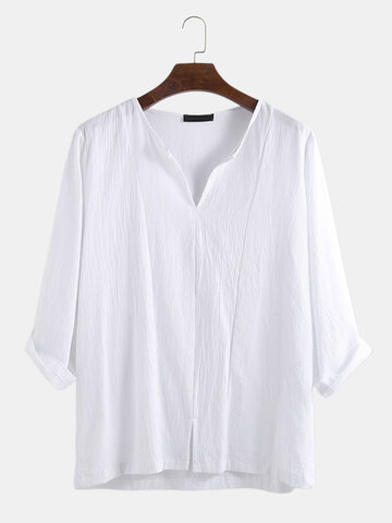 100% Cotton Chinese V-Neck T-Shirt