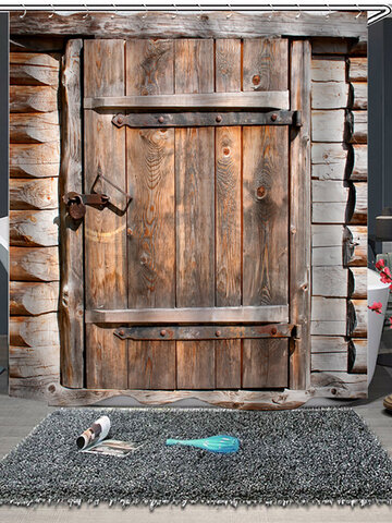木製ドア農家のシャワーカーテン