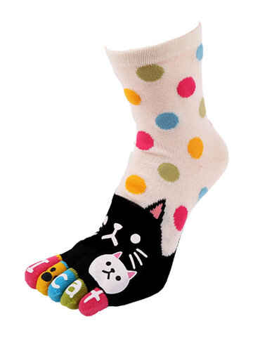 Thick Cotton Long Tube Cartoon Cat Toes Socks