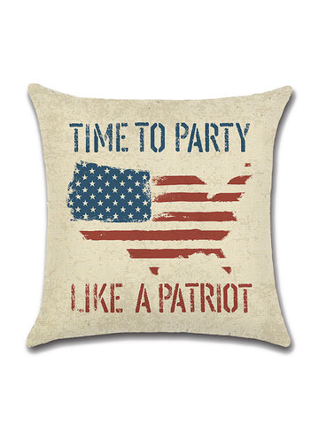 American Independence Day National Day Pillowcase Retro Hand-Painted July 4 Linen Digital Printing