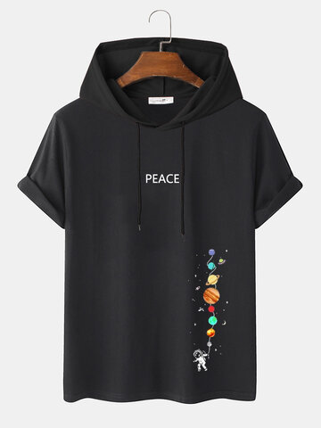 Planet Astronaut Letter Print T-Shirts