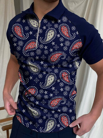 Camisas de golfe com estampa floral Paisley
