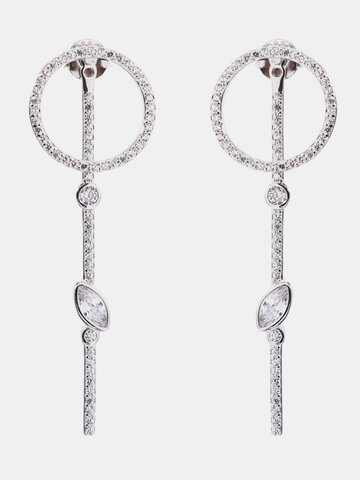 Luxury 925 Silver Zirconia Drop Earrings 